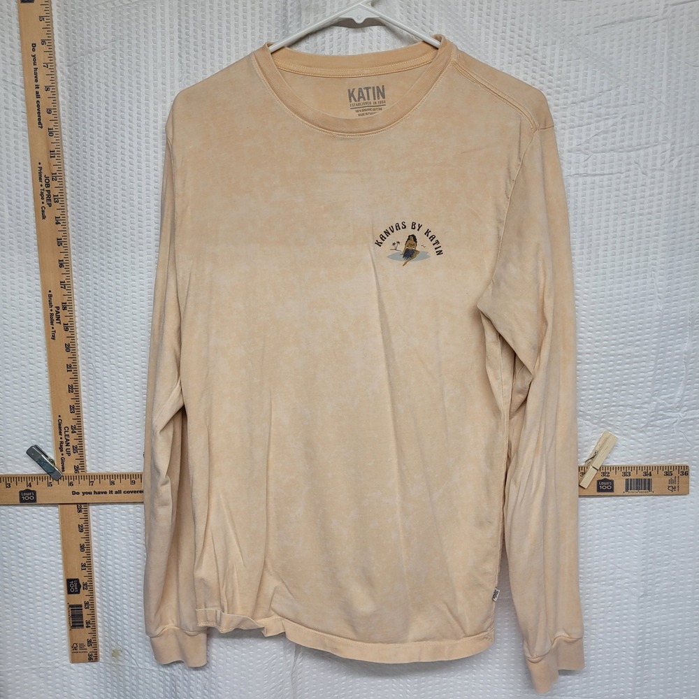 Katin Mens Peach Organic Cotton Long Sleeve Graphic Tee Shirt Small